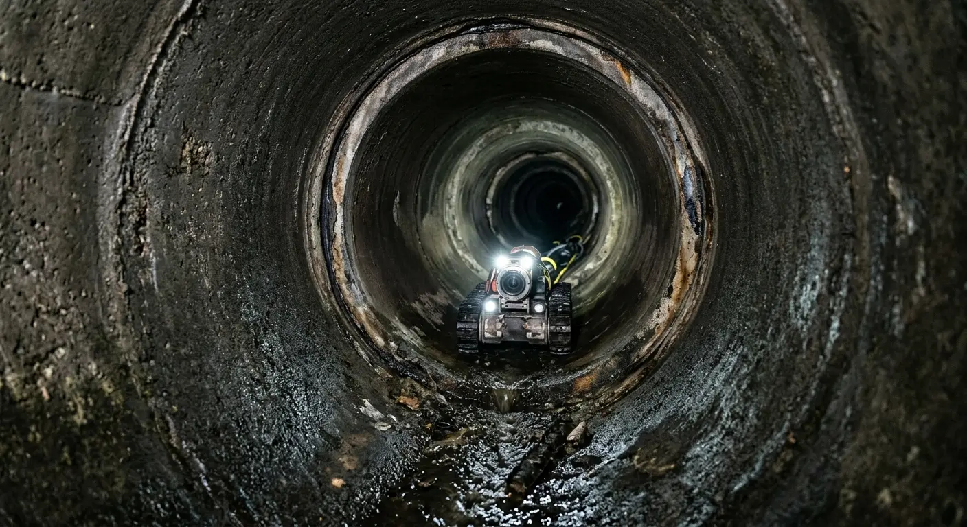 Robotic sewer camera inspecting pipe interior for Drain Snake Service in El Centro